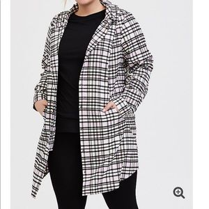 Pink plaid flannel hooded anorak